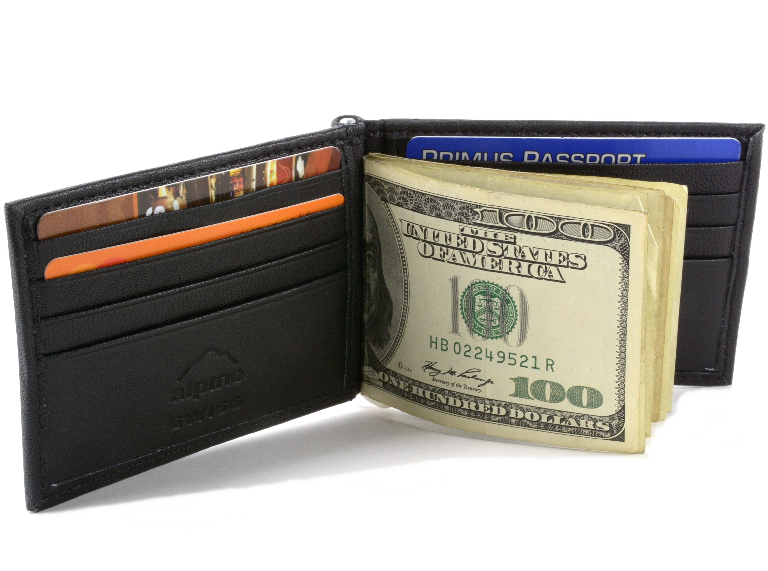 Alpine Swiss RFID Blocking Men's Wallet Leather Front Pocket Spring